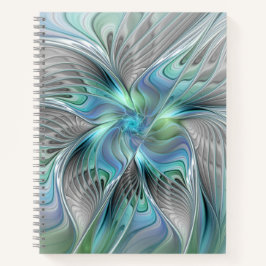 Abstracte blauwe groene vlinder Fantasy Fractal Ar Notitieboek