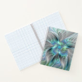 Abstracte blauwe groene vlinder Fantasy Fractal Ar Notitieboek (Binnen)