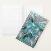 Abstracte blauwe groene vlinder Fantasy Fractal Ar Notitieboek (Binnen)
