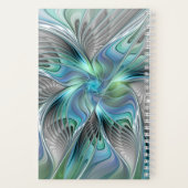 Abstracte blauwe groene vlinder Fantasy Fractal Ar Notitieboek (Achterkant)