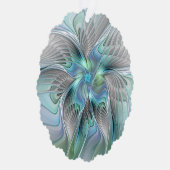 Abstracte blauwe groene vlinder Fantasy Fractal Ar Ornament Kaart (Rechts)