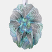 Abstracte blauwe groene vlinder Fantasy Fractal Ar Ornament Kaart (Links)