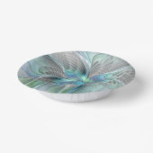 Abstracte blauwe groene vlinder Fantasy Fractal Ar Papieren Kommen (Gebogen)