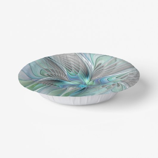 Abstracte blauwe groene vlinder Fantasy Fractal Ar Papieren Kommen (Gebogen)