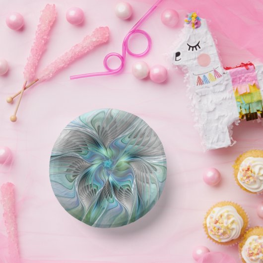 Abstracte blauwe groene vlinder Fantasy Fractal Ar Papieren Kommen (Feest)