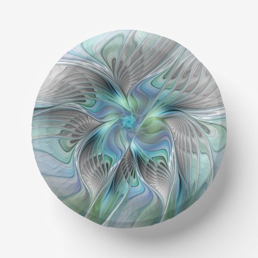 Abstracte blauwe groene vlinder Fantasy Fractal Ar Papieren Kommen (Voorkant)