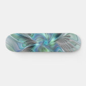 Abstracte blauwe groene vlinder Fantasy Fractal Ar Persoonlijk Skateboard (Horizontaal)