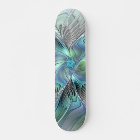 Abstracte blauwe groene vlinder Fantasy Fractal Ar Persoonlijk Skateboard (Voorkant)