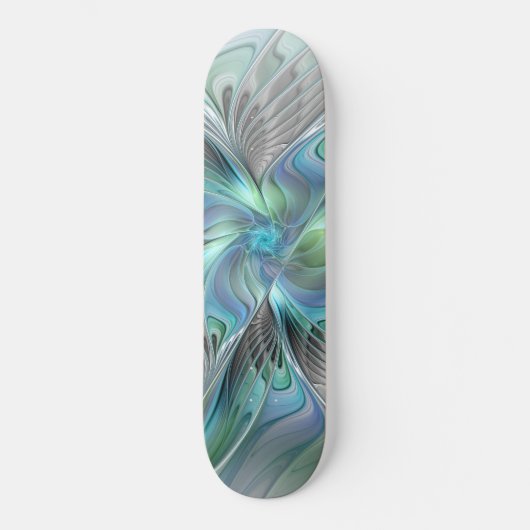 Abstracte blauwe groene vlinder Fantasy Fractal Ar Persoonlijk Skateboard (Voorkant)