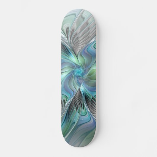 Abstracte blauwe groene vlinder Fantasy Fractal Ar Persoonlijk Skateboard (Voorkant)