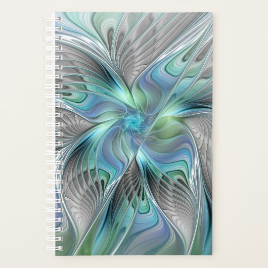 Abstracte blauwe groene vlinder Fantasy Fractal Ar Planner (Voorkant)