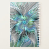 Abstracte blauwe groene vlinder Fantasy Fractal Ar Planner (Achterkant)