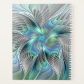 Abstracte blauwe groene vlinder Fantasy Fractal Ar Planner (Achterkant)