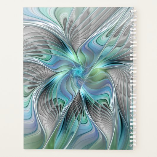 Abstracte blauwe groene vlinder Fantasy Fractal Ar Planner (Achterkant)