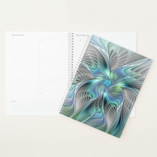Abstracte blauwe groene vlinder Fantasy Fractal Ar Planner (Display)