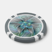 Abstracte blauwe groene vlinder Fantasy Fractal Ar Poker Chips (Enkel)
