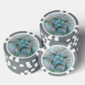Abstracte blauwe groene vlinder Fantasy Fractal Ar Poker Chips (Opstapeling)