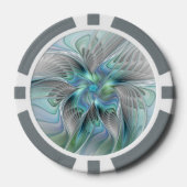 Abstracte blauwe groene vlinder Fantasy Fractal Ar Poker Chips (Voorkant)