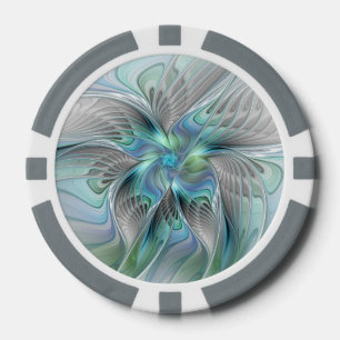 Abstracte blauwe groene vlinder Fantasy Fractal Ar Poker Chips