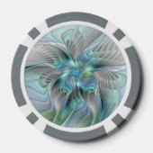 Abstracte blauwe groene vlinder Fantasy Fractal Ar Poker Chips (Achterkant)