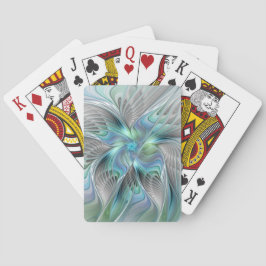 Abstracte blauwe groene vlinder Fantasy Fractal Ar Pokerkaarten