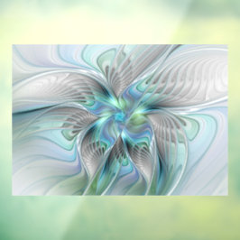Abstracte blauwe groene vlinder Fantasy Fractal Ar Raamsticker
