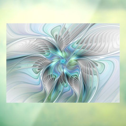 Abstracte blauwe groene vlinder Fantasy Fractal Ar Raamsticker (Vel 3)