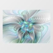 Abstracte blauwe groene vlinder Fantasy Fractal Ar Raamsticker (Vel)