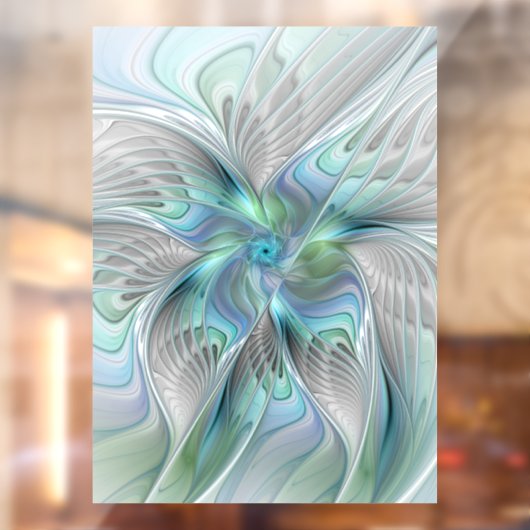 Abstracte blauwe groene vlinder Fantasy Fractal Ar Raamsticker (Vel 2)