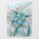 Abstracte blauwe groene vlinder Fantasy Fractal Ar Raamsticker (Vel)