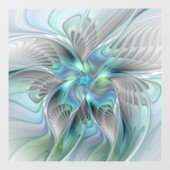 Abstracte blauwe groene vlinder Fantasy Fractal Ar Raamsticker (Vel)