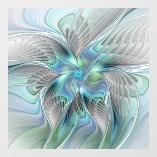 Abstracte blauwe groene vlinder Fantasy Fractal Ar Raamsticker (Vel)