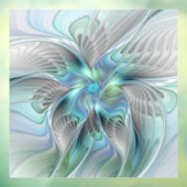 Abstracte blauwe groene vlinder Fantasy Fractal Ar Raamsticker (Vel 3)