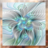 Abstracte blauwe groene vlinder Fantasy Fractal Ar Raamsticker (Vel 2)