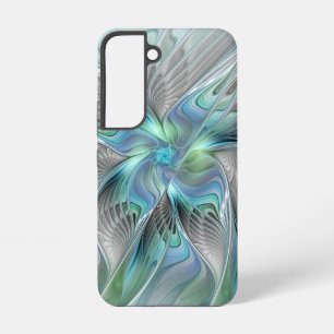 Abstracte blauwe groene vlinder Fantasy Fractal Ar Samsung Galaxy Hoesje
