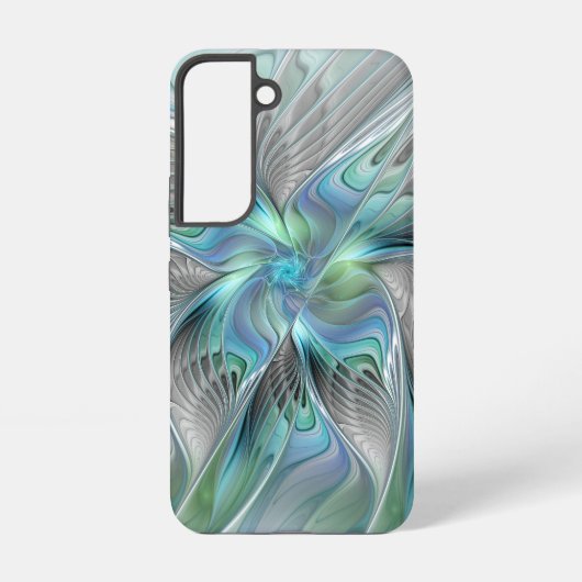 Abstracte blauwe groene vlinder Fantasy Fractal Ar Samsung Galaxy Hoesje (Achterkant)