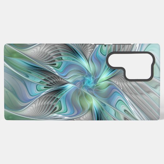 Abstracte blauwe groene vlinder Fantasy Fractal Ar Samsung Galaxy Hoesje (Achterkant horizontaal)