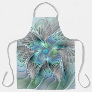 Abstracte blauwe groene vlinder Fantasy Fractal Ar Schort
