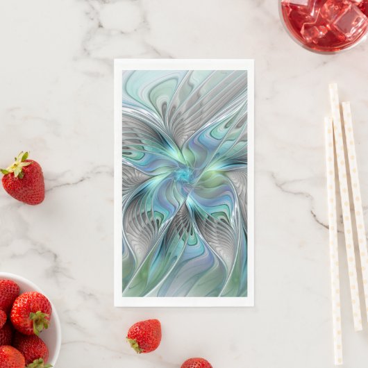 Abstracte blauwe groene vlinder Fantasy Fractal Ar Servet (Insitu)