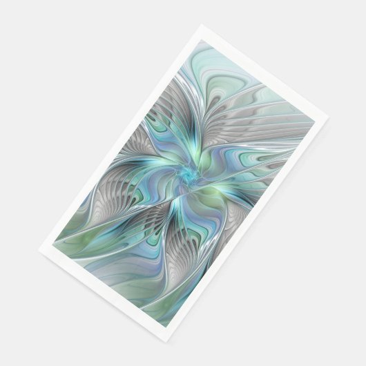 Abstracte blauwe groene vlinder Fantasy Fractal Ar Servet (Hoek)