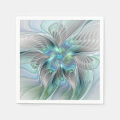 Abstracte blauwe groene vlinder Fantasy Fractal Ar Servet (Voorkant)