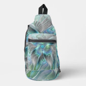 Abstracte blauwe groene vlinder Fantasy Fractal Ar Sling Bag (Voorkant)