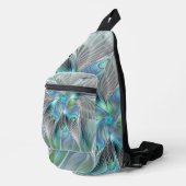 Abstracte blauwe groene vlinder Fantasy Fractal Ar Sling Bag (Rechterhoek)