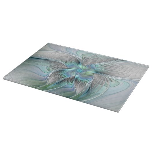 Abstracte blauwe groene vlinder Fantasy Fractal Ar Snijplank (Hoek)