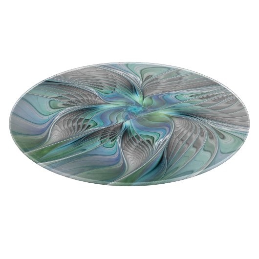 Abstracte blauwe groene vlinder Fantasy Fractal Ar Snijplank (Hoek)
