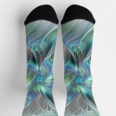 Abstracte blauwe groene vlinder Fantasy Fractal Ar Sokken (Top)
