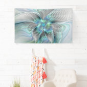 Abstracte blauwe groene vlinder Fantasy Fractal Ar Spandoek (Insitu)