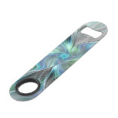Abstracte blauwe groene vlinder Fantasy Fractal Ar Speed Flessenopener (Voorkant Gekanteld)