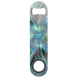 Abstracte blauwe groene vlinder Fantasy Fractal Ar Speed Flessenopener
