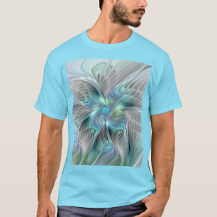 Abstracte blauwe groene vlinder Fantasy Fractal Ar T-shirt